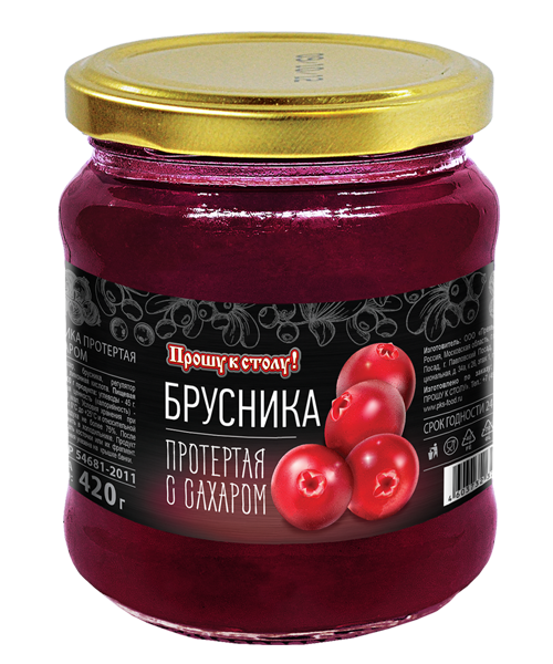 Брусника протертая с сахаром 520 г Прошу к столу