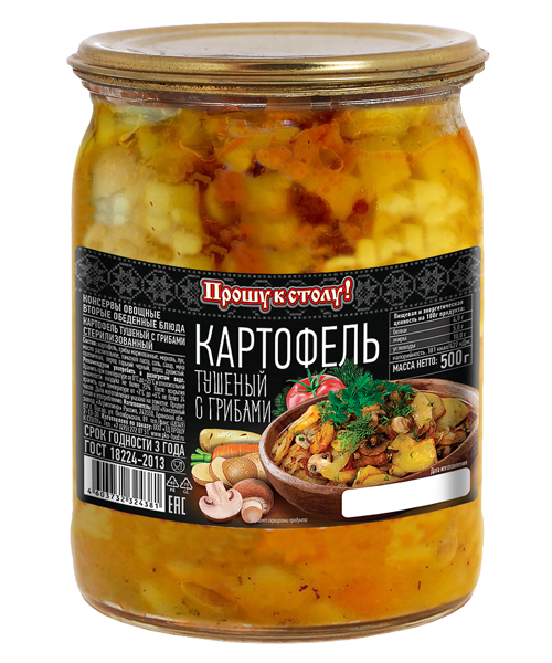 Картофель тушеный с грибами Прошу к столу